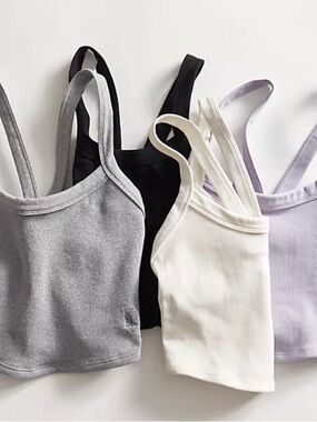 NWT FREE PEOPLE | FP Movement All Clear Rib Crop Camisole Platinum Sz M